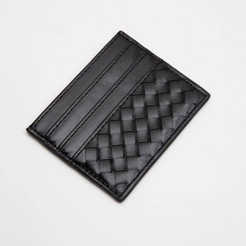 Vegan Leather Woven Braided Card Wallet