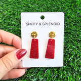 Mia Mini Earrings - Red Glitter // Game Day