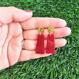 Mia Mini Earrings - Red Glitter // Game Day