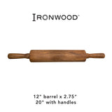 Ironwood Gourmet Acacia Rolling Pin, 12" x 2.75"