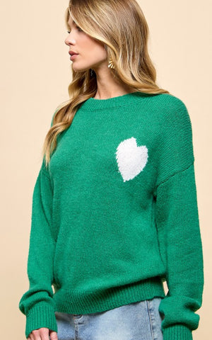 Green Heart Sweater