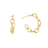 14K Gold-Dipped Chain Hoop Post Earring