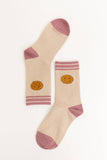 Happy Face Embroidered Crew Socks