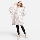 Leopard Print Soft Hooded Snuggie w Pocket