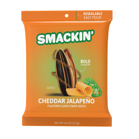 SMACKIN' Cheddar Jalapeño Sunflower Seeds Case of 12 (4 oz)