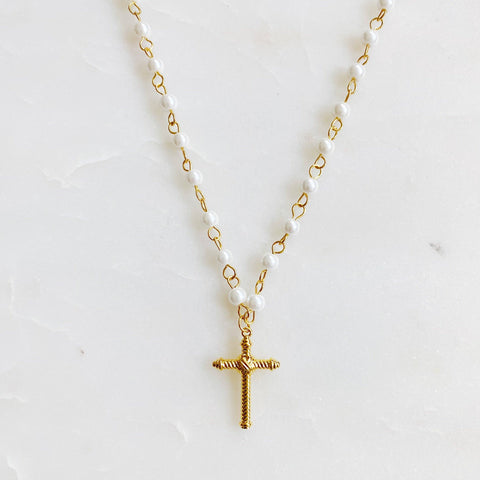 Cabled Cross Pendant Necklace