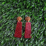 Mia Mini Earrings - Red Glitter // Game Day