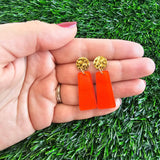 Mia Mini Earrings - Orange Glitter // Game Day