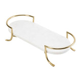 Oval Marble Tray with Gold Stand