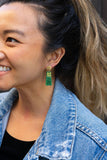 Mia Mini Earrings - Green Glitter // Game Day