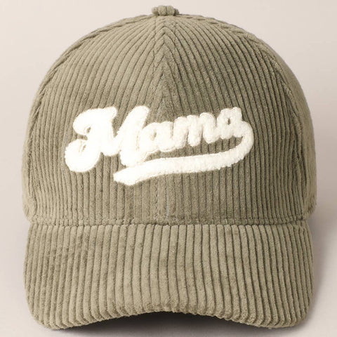 MAMA 3D Embroidered Fuzzy Patch Corduroy Cap