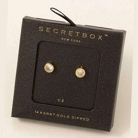 Secret Box Cubic Zirconia Stud Earrings