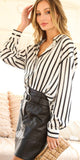 Black Striped Satin Blouse