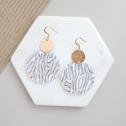 Zoey Earrings - Pearl Black Stripe //Jewelry, Gifts