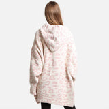 Leopard Print Soft Hooded Snuggie w Pocket