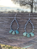 Teardrop Turquoise & Sterling Silver Pearls Earrings