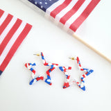 Star Hoops - Red, White & Blue // 4th of July Earrings