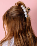 Claw Hair Clip - Blonde + Black Tortoise w/ Pearl Beads