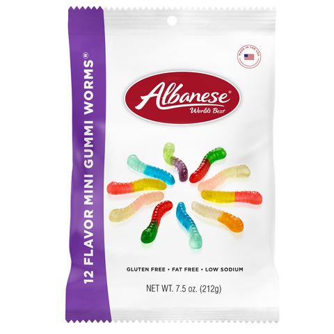 Albanese 12 Flavor Mini Gummy Worms, 7.5oz, 12ct Case