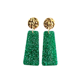 Mia Mini Earrings - Green Glitter // Game Day