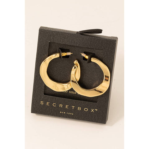 Secret Box Gold Dipped Warped Hoop Earrings
