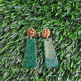 Mia Mini Earrings - Green Glitter // Game Day