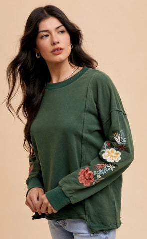 Embroidered Sleeve Top