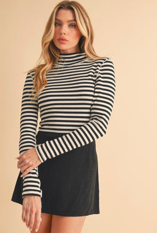 Striped Mock Neck