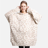 Leopard Print Soft Hooded Snuggie w Pocket