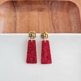 Mia Mini Earrings - Red Glitter // Game Day