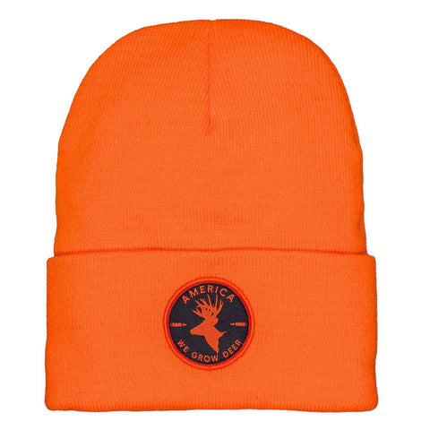 We Grow Deer Beanie-Orange with Black Patch