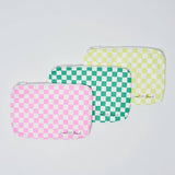 Green Checker Water Resistant Pouch