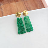 Mia Mini Earrings - Green Glitter // Game Day