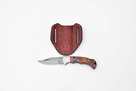 Damascus steel pocket knife Limited Run Walnut Wood and Diam