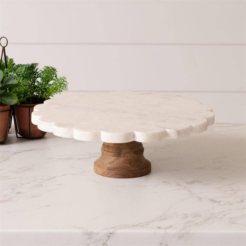 Scalloped Marble Cake Stand