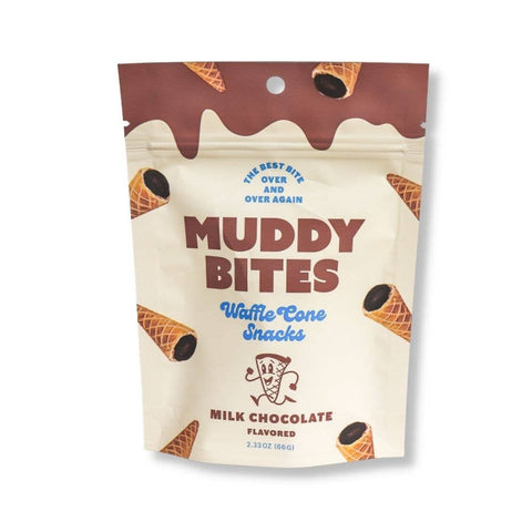 Muddy Bites Waffle Cone Snacks, Milk Choc, 2.33oz, 12ct