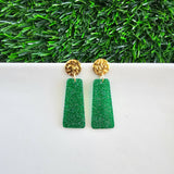 Mia Mini Earrings - Green Glitter // Game Day