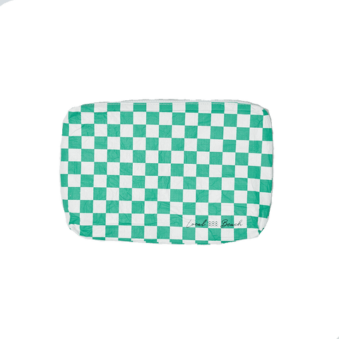 Green Checker Water Resistant Pouch