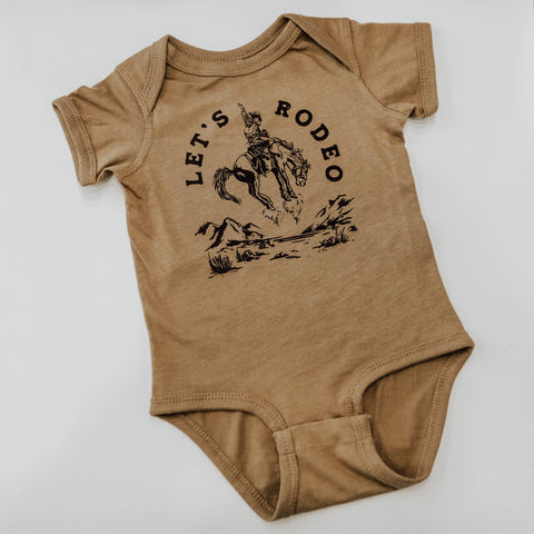 Let's Rodeo Onesie- Coyote Brown