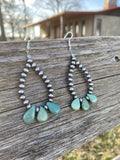 Teardrop Turquoise & Sterling Silver Pearls Earrings